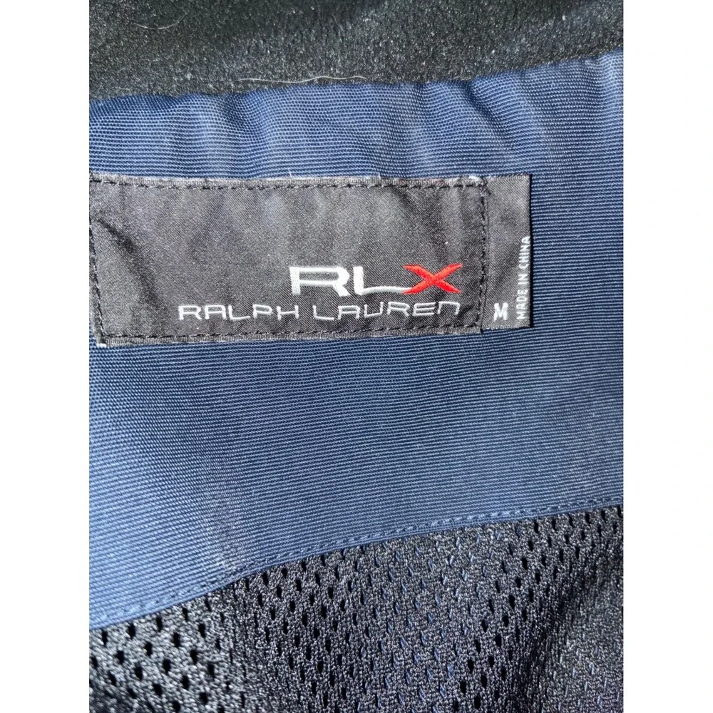 RLX Ralph Lauren Mens Navy Blue Full Zip Mesh Lined Bomber Jacket Size Medium‎
